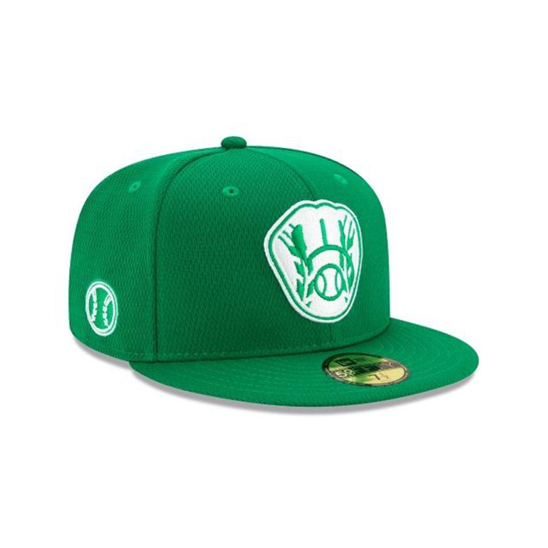 MLB Milwaukee Brewers St Patricks Day 59Fifty Fitted (XSE2951) - Green New Era Caps